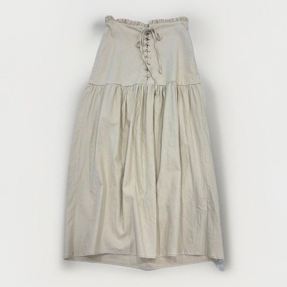Urban Outfitters Dress Size Small Linen Blend Corset Top Beige Below Knee NWT